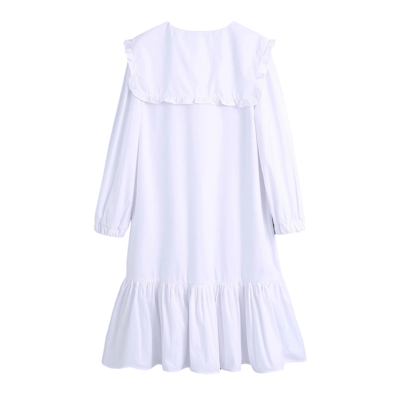 Casual Woman White Peter Pan Collar Shirt Dress Spring Fashion Ladies Loose Button es Girls Sweet Draped 210515