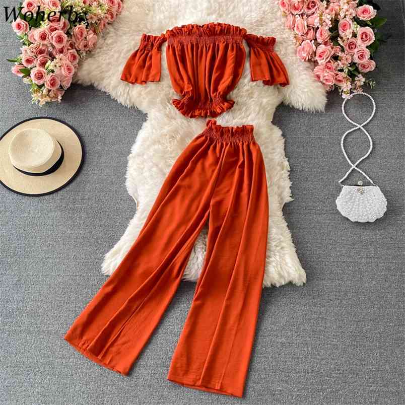 Women Sexy Off Shoulder Two Piece Sets Clothes Summer Crop Tops Blouse Loose Pants Outfit Ladies Beach 2 Pcs Suit Set 210519, Yellow
Women Sexy Off Shoulder Two Piece Sets Clothes Summer Crop Tops Blouse Loose Pants Outfit Ladies Beach 2 Pcs Suit Set 210519, Yellow