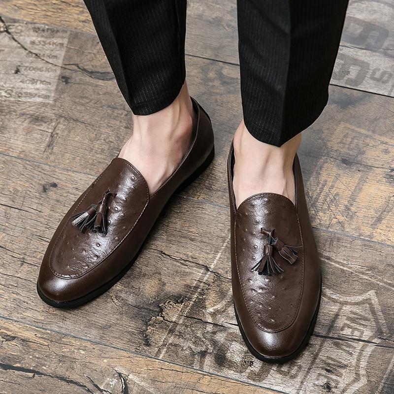 Dress Shoes Oldtrend Piergitar Casual Leather Formal For Black Man Moccasins Brown Men's Skin Lether Lather