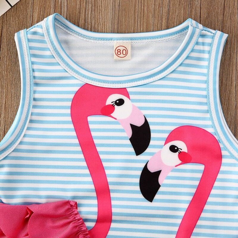 6M-4Y Summer Toddler Kid Baby Girls Swimsuit Pink Flamingo Swimwear Bathing Suit Beachwear Costumes 210515