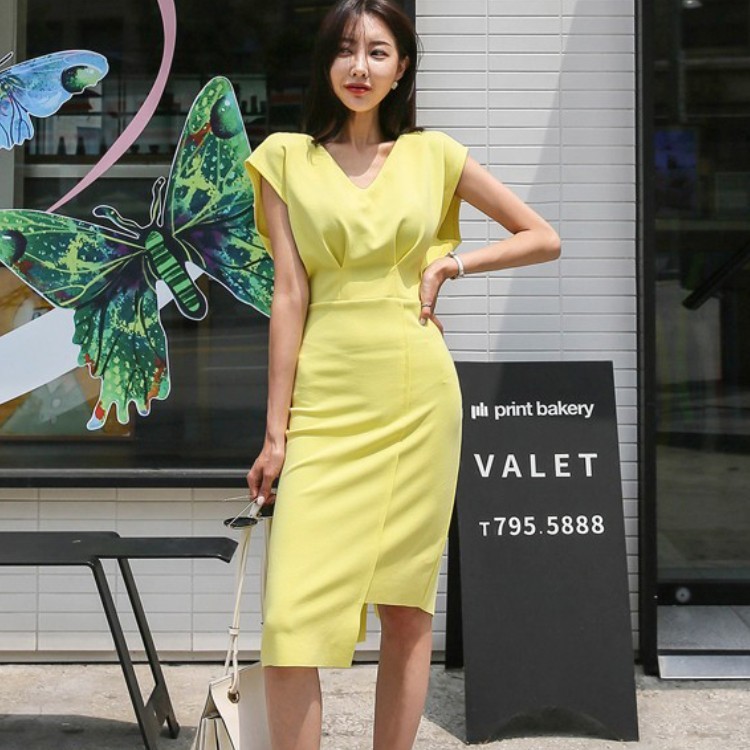Summer Women Elegant V-Neck Batwing Sleeve Sheath Dress Prom Formal Party Slim Dresses Office Lady Work Vestidos 210519