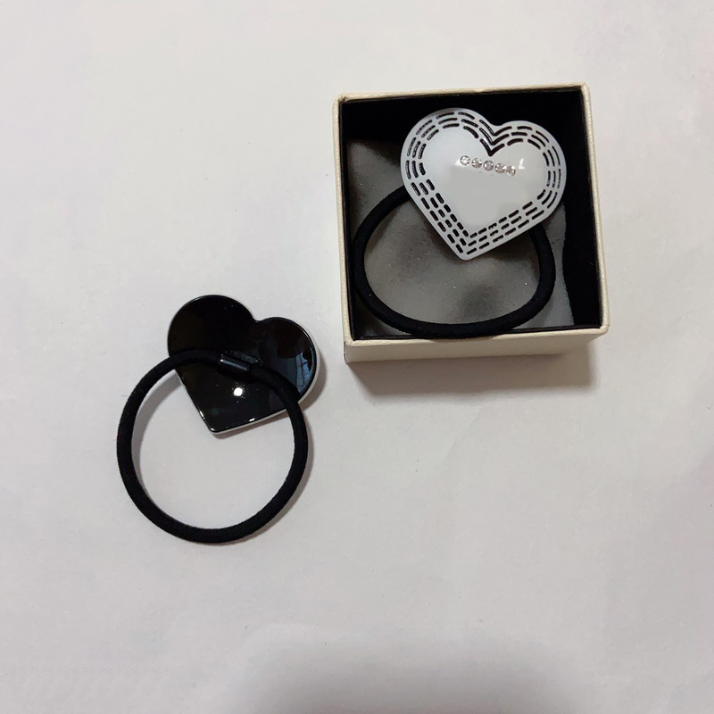 Fashion black and white acrylic heart-shaped rubber bands head rope with drill hair tie for ladies favorite headdress jewelry accessories party gifts