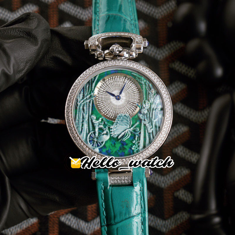 42mm Bovet Watches 1822 Swiss Quartz Mens Unisex Watch Green 3D Butterfly Relief Pattern Dial Steel Case Diamond Bezel Blue Leather Strap Hello_Watch, Customized waterproof service
42mm Bovet Watches 1822 Swiss Quartz Mens Unisex Watch Green 3D Butterfly Relief Pattern Dial Steel Case Diamond Bezel Blue Leather Strap Hello_Watch, Customized waterproof service