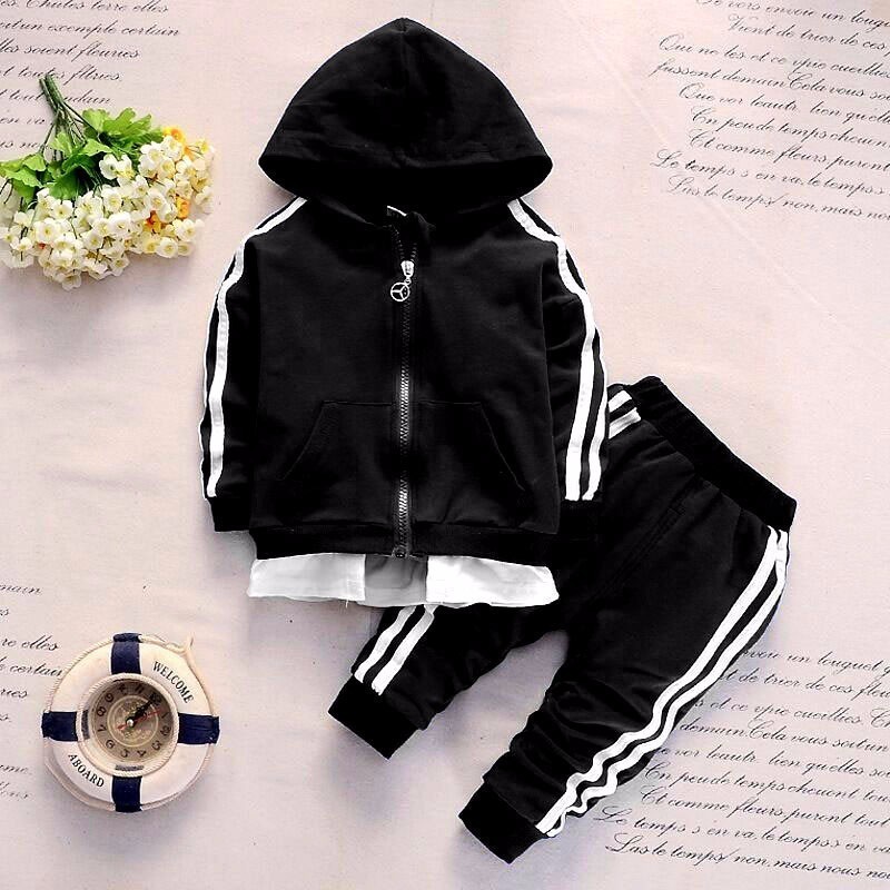 Spring Autumn Baby Casual Tracksuit Boys Girls Hooded Coat Pants Sports 2Pcs Kids Suit Cotton Bebes Clothing Sets Tracksuit