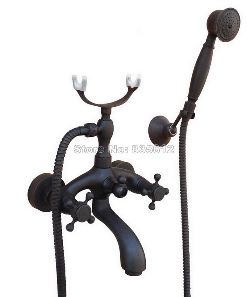 Wall Mounted Dual Handles Bathroom Black Oil Rubbed Bronze Bath Tub Faucet With Handheld Shower Mixer Tap Wtf705 Sets
Wall Mounted Dual Handles Bathroom Black Oil Rubbed Bronze Bath Tub Faucet With Handheld Shower Mixer Tap Wtf705 Sets