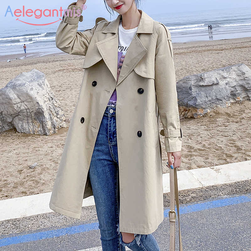 Aelegantmis Women Casual Long Trench Coat With Sashes Double Breasted Women's Windbreaker Chic Office Ladies Outerwear 210607, Khaki
Aelegantmis Women Casual Long Trench Coat With Sashes Double Breasted Women's Windbreaker Chic Office Ladies Outerwear 210607, Khaki