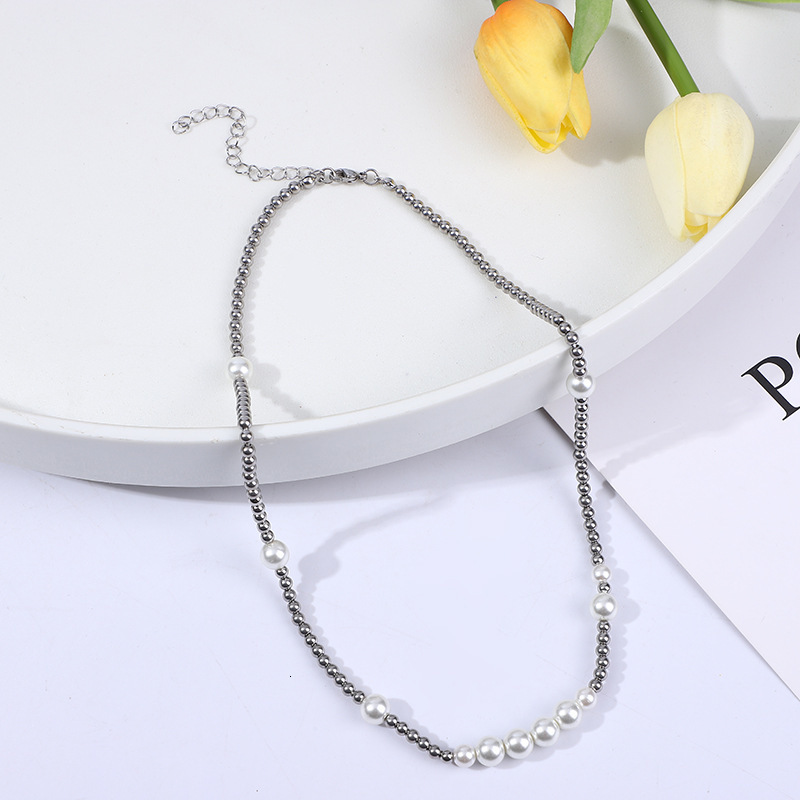 Wu Yifan and Man-made Glass Mosaic Metal Pearl Necklace Men's and Women's Hip-hop Clavicle Chain Asap Rocky, Silver
Wu Yifan and Man-made Glass Mosaic Metal Pearl Necklace Men's and Women's Hip-hop Clavicle Chain Asap Rocky, Silver