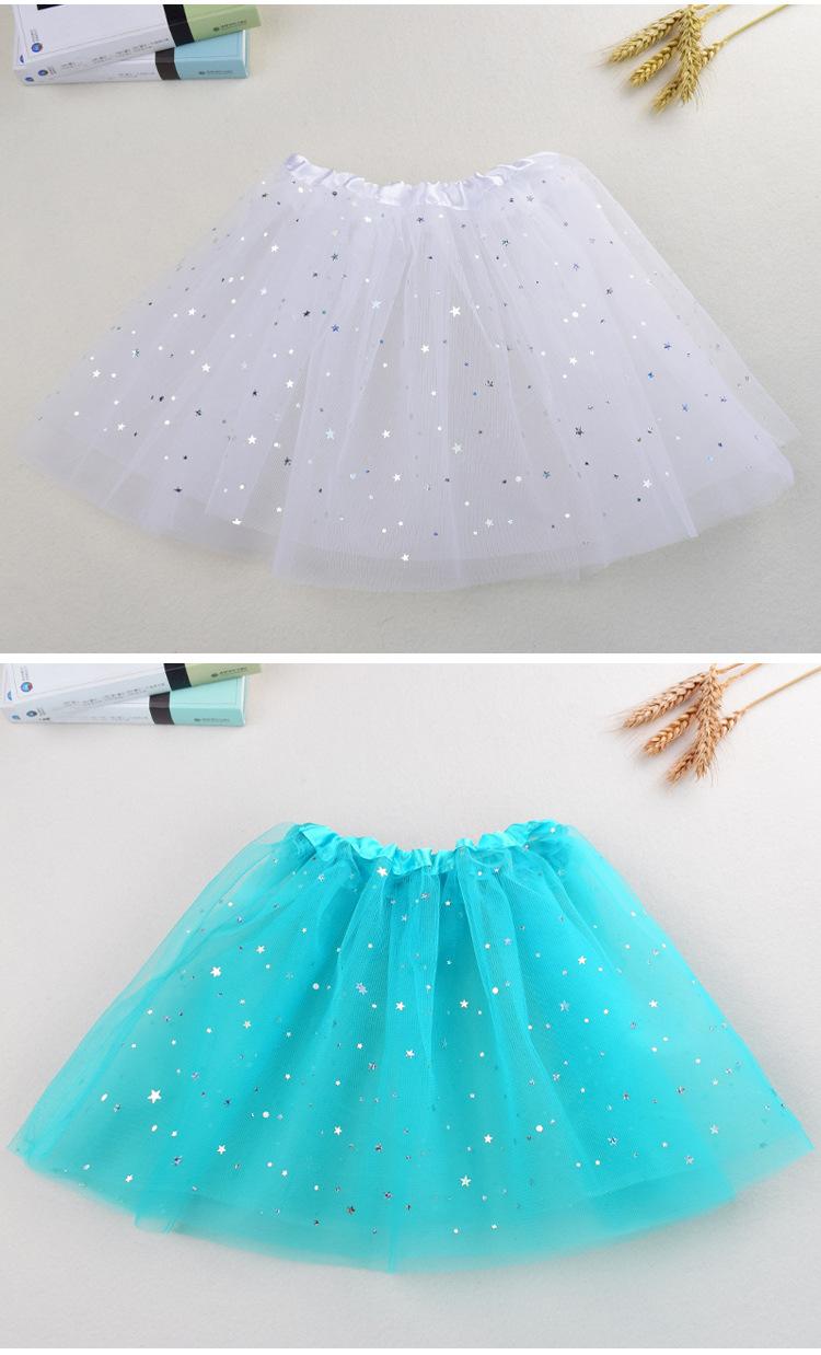 2022 Girls Sparkle Glitter Sequins Stars Dance Ballet Tulle Tutu Skirt Princess Dress with 3 layers tulle tutu toddler 8 colors available