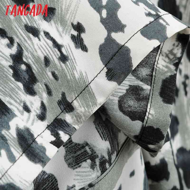 Women Tie Dye Print Chiffon Summer Short Sleeve with Slash Female Casual Jumpsuit 1F101 210416