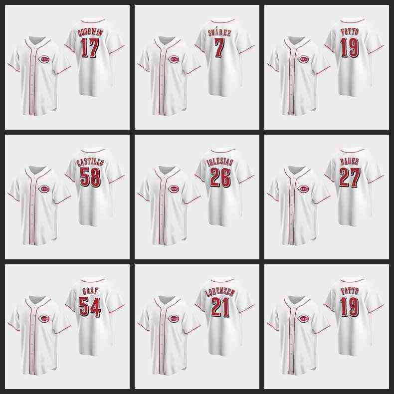 Cincinnati Reds Baseball Jersey # 17 Brian Goodwin 27 Trevor Bauer 19 Joey Votto 58 Luis Castillo Custom White Home Team
Cincinnati Reds Baseball Jersey # 17 Brian Goodwin 27 Trevor Bauer 19 Joey Votto 58 Luis Castillo Custom White Home Team