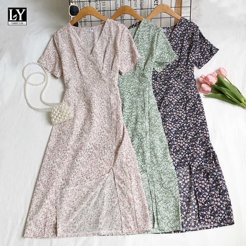 LY VAREY LIN Summer Women Casual Short Sleeve Slim Printing Chiffon Dresses Sweet V-neck Flora High Waist Medium Long Dress 210526, Yellow
LY VAREY LIN Summer Women Casual Short Sleeve Slim Printing Chiffon Dresses Sweet V-neck Flora High Waist Medium Long Dress 210526, Yellow