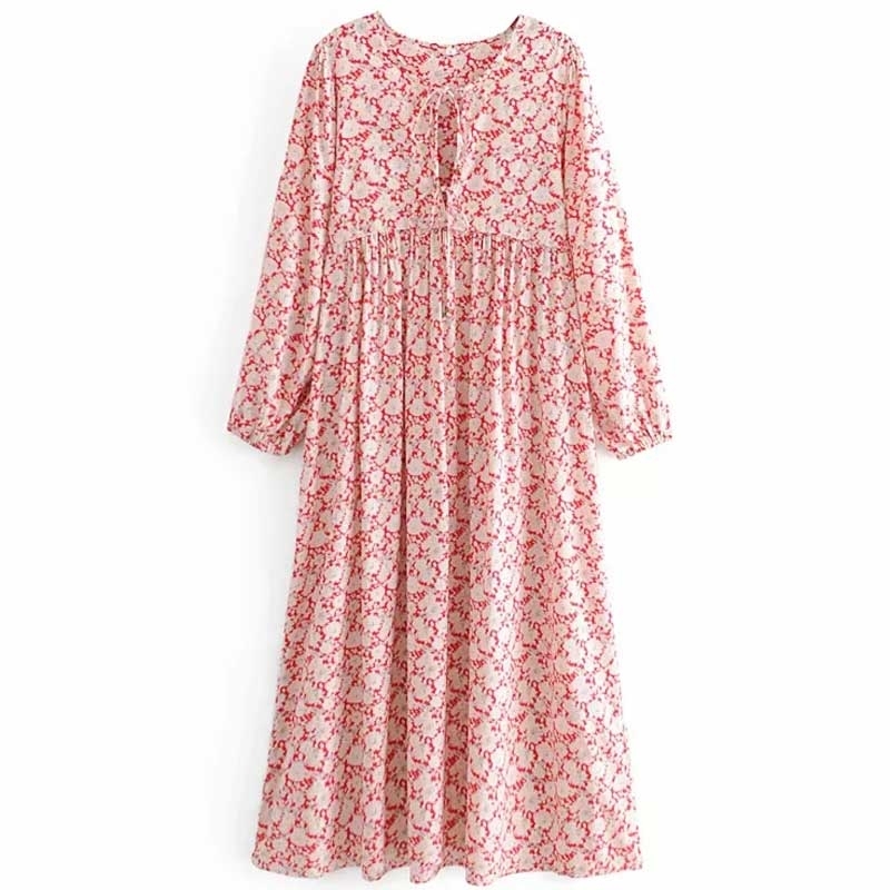 INSPIRED new spring summer rayon pink long loose cute daily for women gypsy chic dress 210412