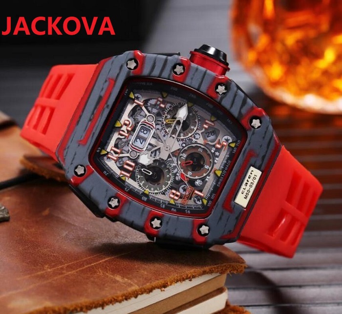

6-pin limited edition men's watch top luxury full-featured quartz watches silicone stopwatch clock Reloj Hombre gift, As pic