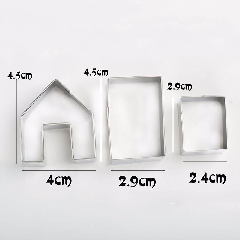 Christmas Gingerbread Mold Kitchen Gadgets Stainless Steel Cute Biscuit Cutter Set Cookie Mould 3 Pcs Mini House Shape