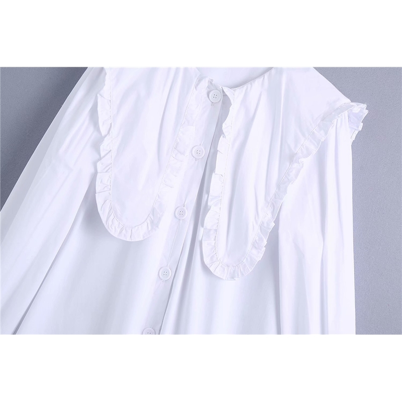 Sweet Women Solid White Loose Dresses Fashion Ladies Patchwork Draped Vestidos Streetwear Female Chic Button Dress 210430
