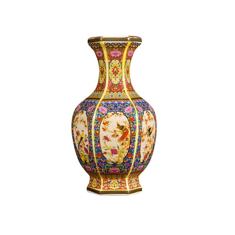 Jingdezhen Antique Ceramic Vase Enamel Bird And Flower Porcelain Qing Yong Zheng Decoration Vases