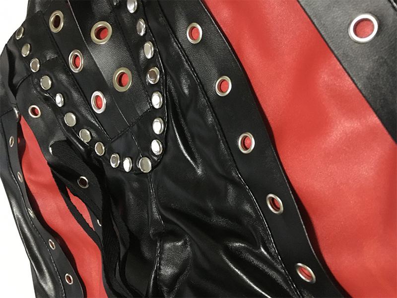 Large Size Short Pants Punk Goth PU Leather Women Sexy Skinny Lace Up Pockets Patchwork High Waist Club Shorts For Girls Women's