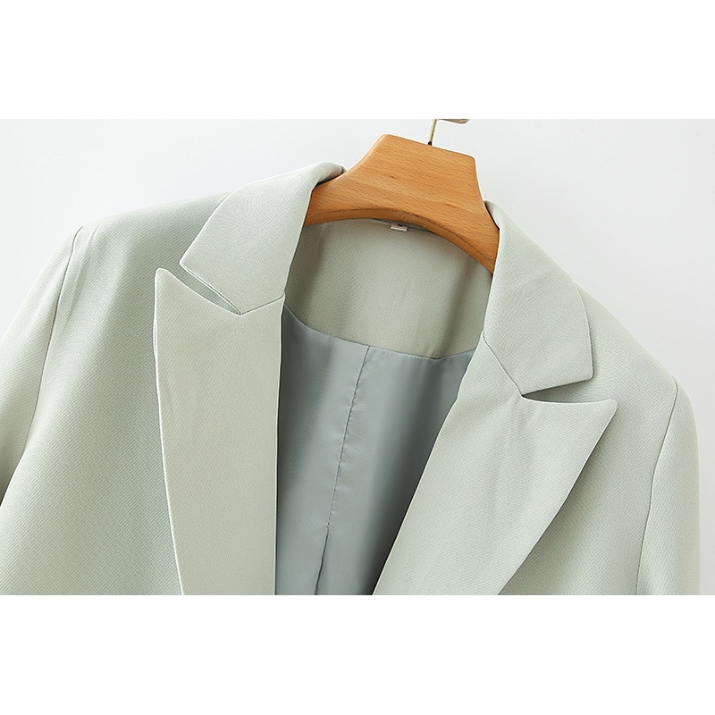 elegant women full sleeve blazer office ladies solid green jackets casual female single button suits girls chic sets 210430
