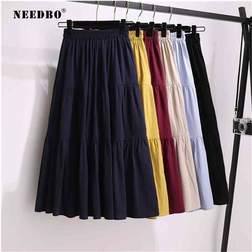 NEEDBO Long Skirts Plus Size Pleated Midi Summer Lady Elastic Waist Beach Elegant Casual Women Autumn 210702, Black
NEEDBO Long Skirts Plus Size Pleated Midi Summer Lady Elastic Waist Beach Elegant Casual Women Autumn 210702, Black