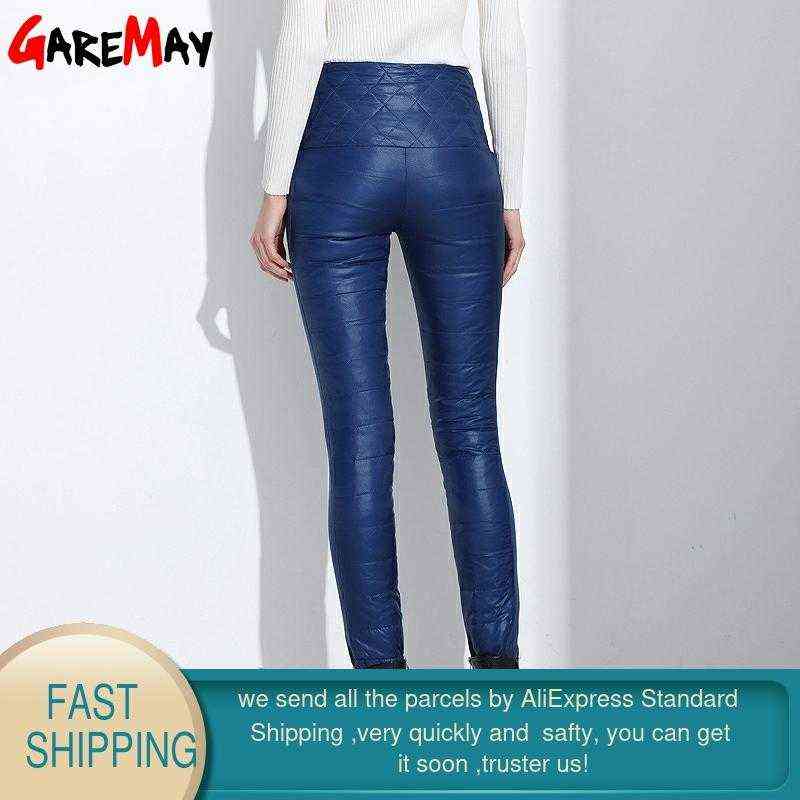 Women Pants Trousers Winter High Waisted Outer Wear female Fashion Slim Warm Thick Duck Down skinny 211115