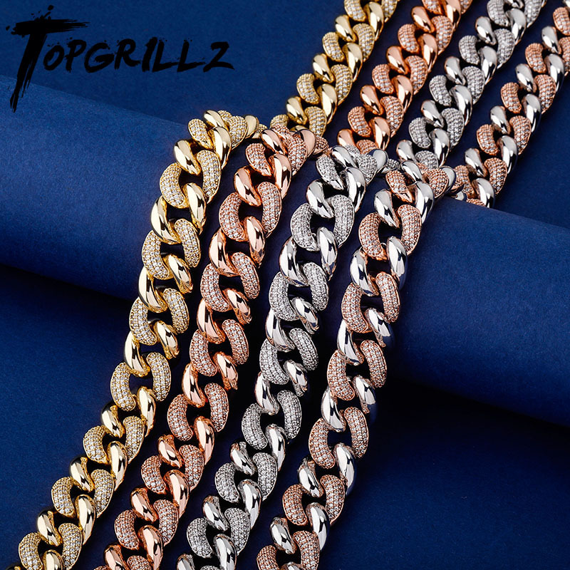 TOPGRILLZ Gold-plate Men's 16mm Miami Cuban Chain Iced Out Zircon Necklace Hip Hop Fashion Jewelry X0509
TOPGRILLZ Gold-plate Men's 16mm Miami Cuban Chain Iced Out Zircon Necklace Hip Hop Fashion Jewelry X0509
