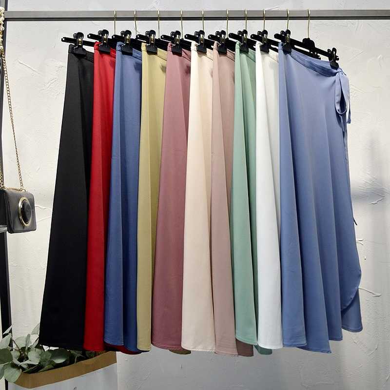 Summer Bohemian Sashes Long Wrap Skirt Side Split Ruffled Chiffon Beach Ankle Woman Skirts 210621