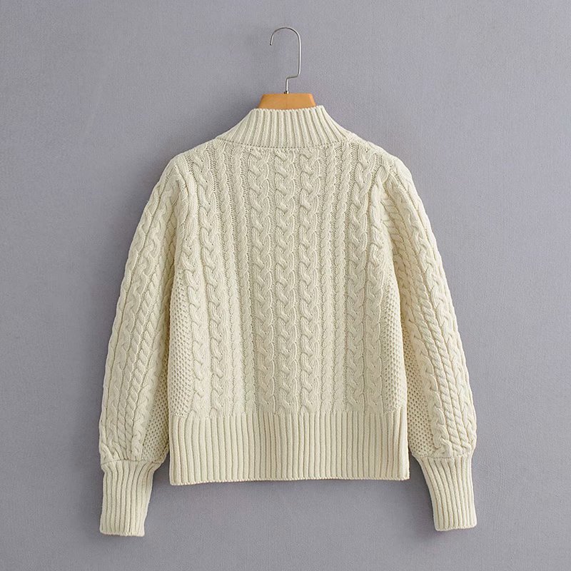 Korean Round Neck Single Breasted Long Sleeve Sweet Chic Female Coat Harajuku Simple Coarse Twist Knit Women's Sweater 210507