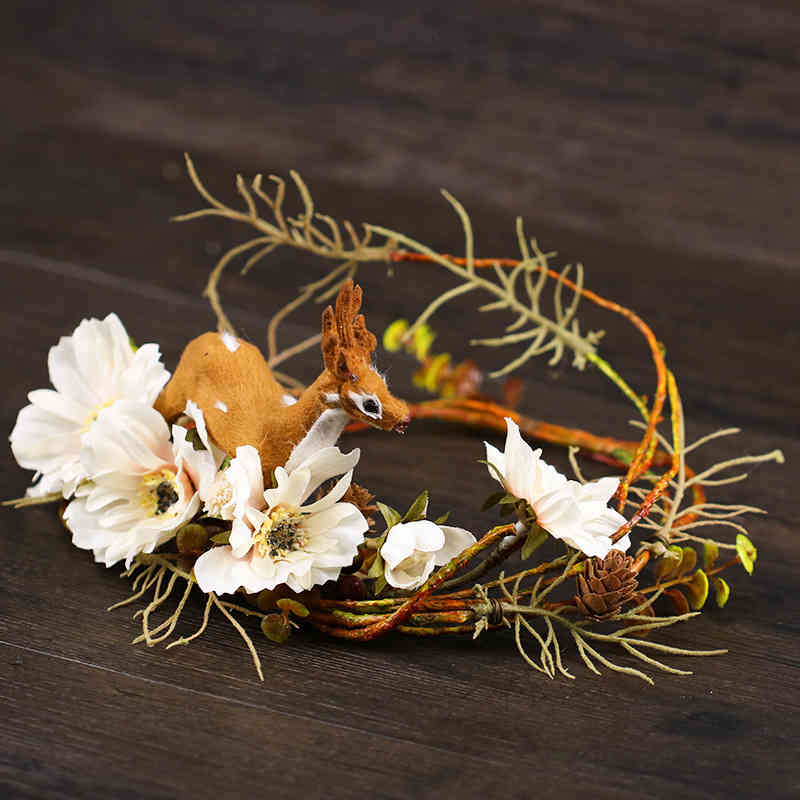 Wedding Hair Jewelry Accessories Sen Female Department Deer Wreath Exquisite Headflower Shooting Photo Props Dress Bridesmaid Headdress