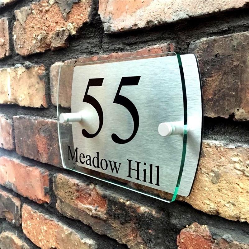 Other Door Hardware 100*140mm Customized Transparent Acrylic House Number Plaques Sign Plates Signs With Aluminum Plastic Backing Panels