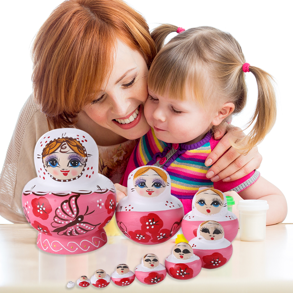 10layer Matryoshka Nesting Doll Wooden Russian classicMini 10layer Butterfly Girl Dolls Pure Handicrafts Home Decoration327W
