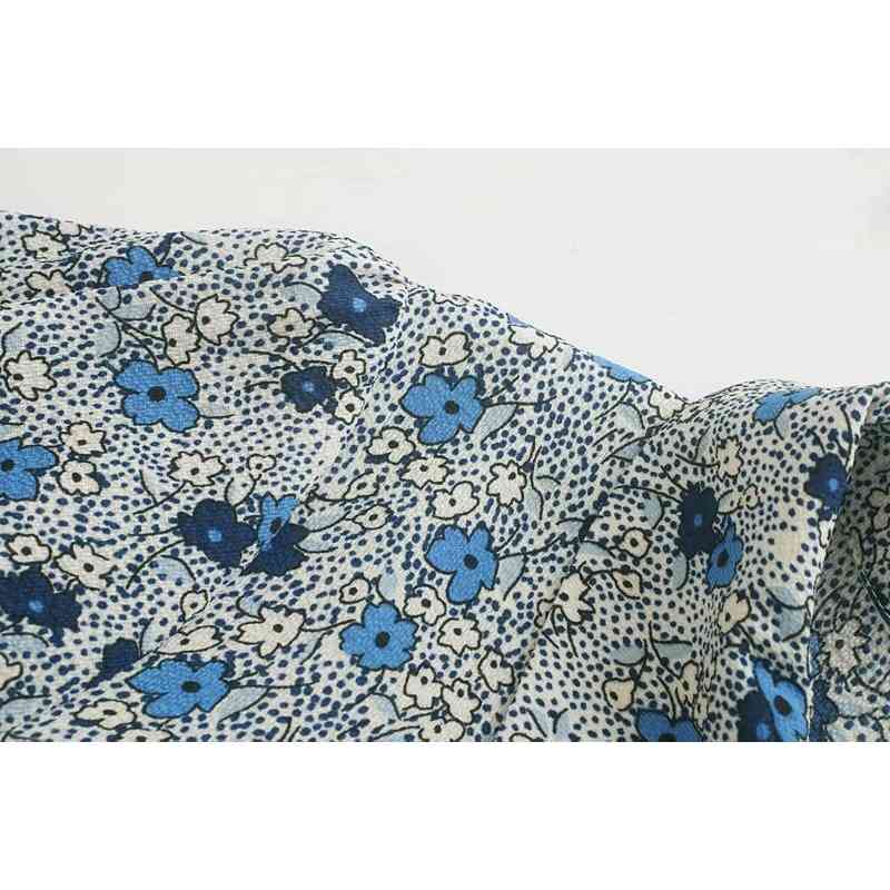 Elegant French style Women Floral Print Shirt Dress Office Ladies Single-breasted Buttons Lapel Retro Summer Dresses Vintage 210429