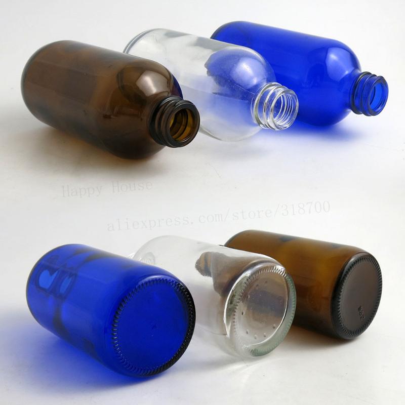 Storage Bottles & Jars 6 X Large 120ml Cobalt Blue Dark Amber Clear Glass Lotion Pump Bottle 4oz Refillable Liquied Comestic Packaging Conta