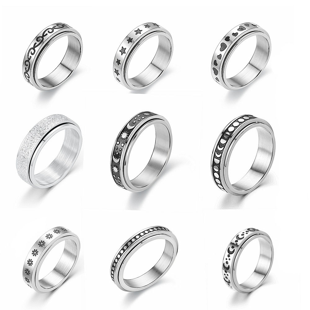 Stainless Steel Spinner Ring jewelry for Women Mens Fidget Band Rings Moon Star Celtic Stress Relieving Wide Wedding Promise, Mixed colors
Stainless Steel Spinner Ring jewelry for Women Mens Fidget Band Rings Moon Star Celtic Stress Relieving Wide Wedding Promise, Mixed colors