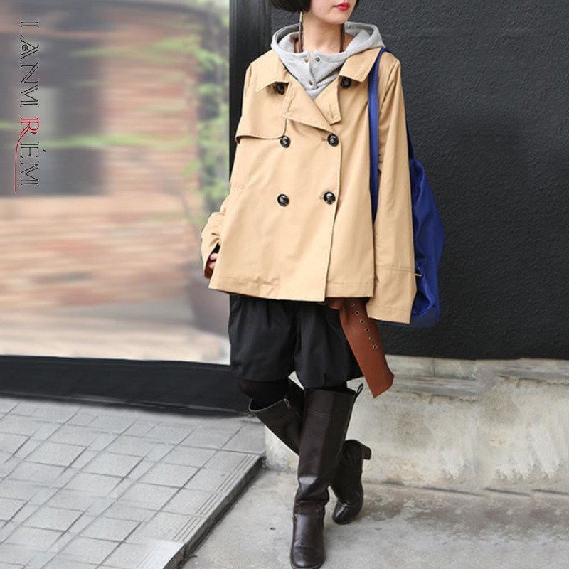 Spring Arrival Back Pleated Turn-down Collar Loose All-match Short Khaki Color Trench Coat For Women 2A3016 210507, Black
Spring Arrival Back Pleated Turn-down Collar Loose All-match Short Khaki Color Trench Coat For Women 2A3016 210507, Black
