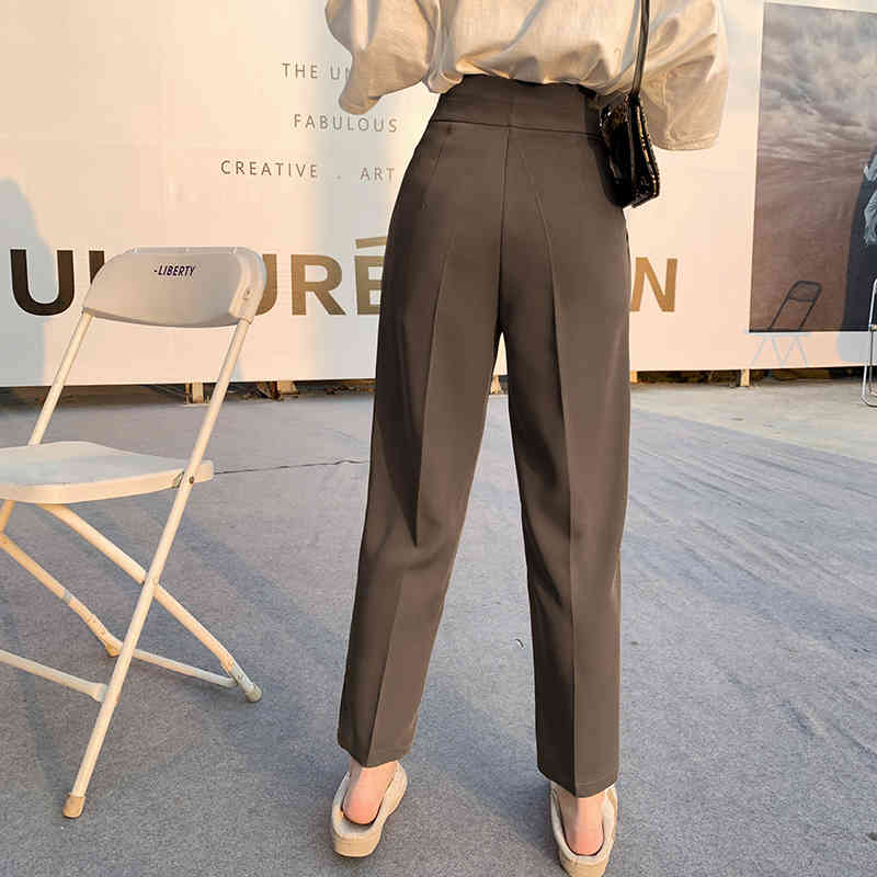 QOERLIN Business Pants Formal Straight Pants Slim Fit Trousers BlackBrown Suit Pants SXL Office Ladies AnkleLength Trouser 210412