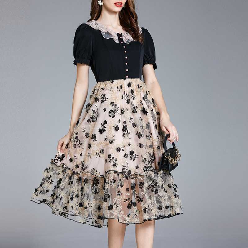 Summer Sweet Flower Embroidery Princess Dress Vintage Lady Lace Patchwork O-Neck Short Sleeve Slim Waist Casual Party Dresses 210526, Black
Summer Sweet Flower Embroidery Princess Dress Vintage Lady Lace Patchwork O-Neck Short Sleeve Slim Waist Casual Party Dresses 210526, Black