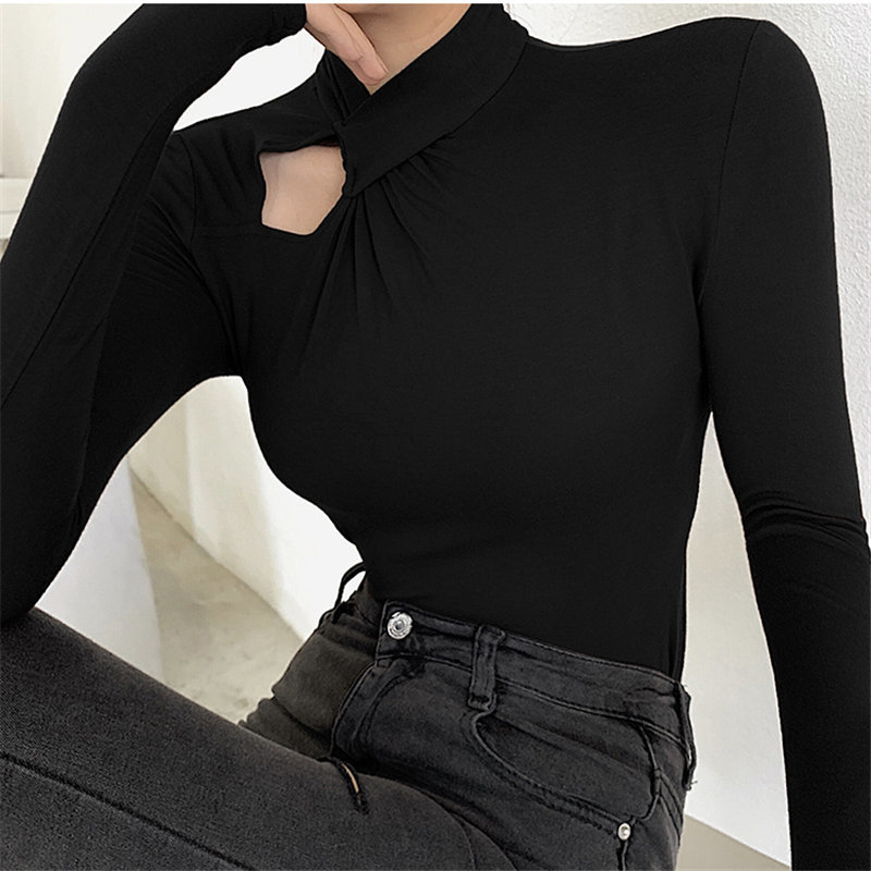 Large Size Casual Basic Korea Brief Minimalist Female Tops Fashion Women Arrival Shirt Solid Warm T-shirt 210421