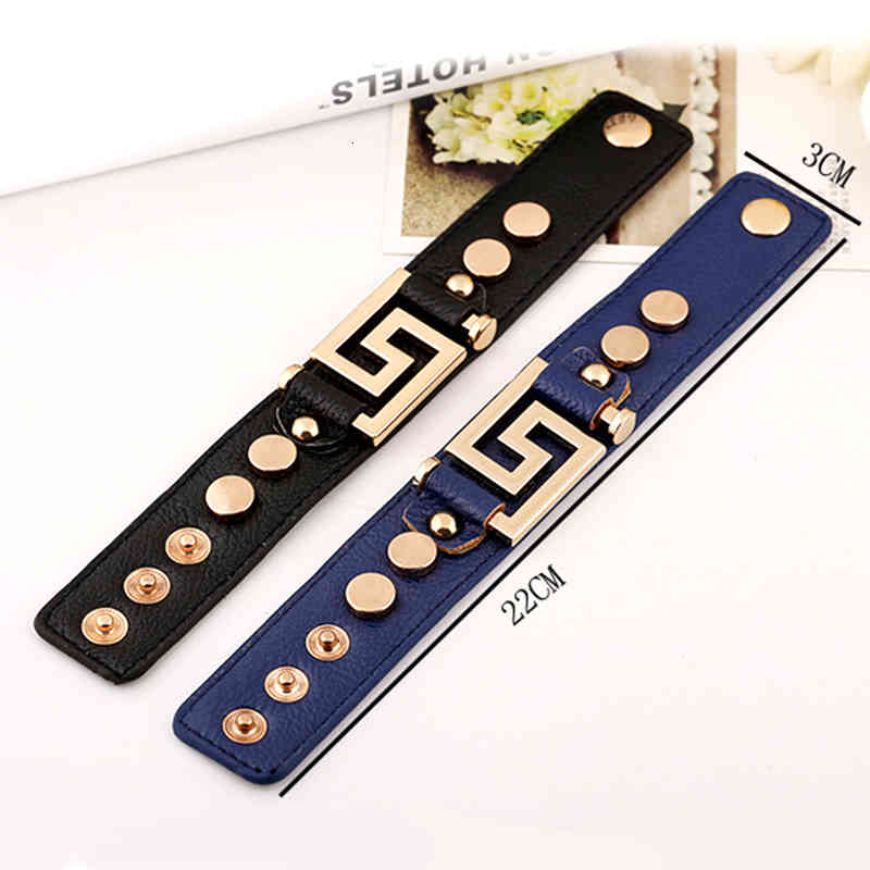 Kirykle Fashion Women Bracelet Punk Wide Geometric Gold Leather s & Bangles for Cuff Statement Jewelry