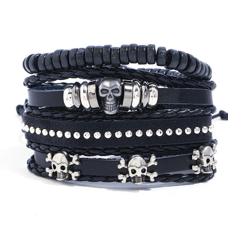 Bangle Jessingshow 4pcs/set Adjustable Leather Bracelets Men Braided Black Skull Women Wood Beads Charm Bracelet Jewelry Gift
Bangle Jessingshow 4pcs/set Adjustable Leather Bracelets Men Braided Black Skull Women Wood Beads Charm Bracelet Jewelry Gift