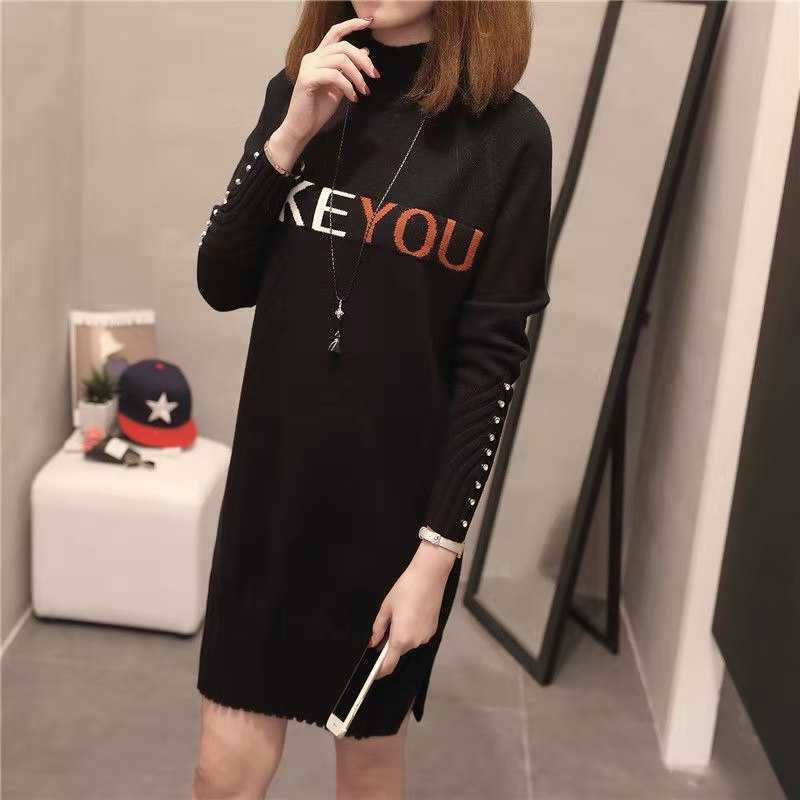 Korea Style Women's Sweater Dress Autumn Winter Fashion Half Turtleneck Letter Beading Decor Knitted Warm Mini Dress For Women 210528, Beige
Korea Style Women's Sweater Dress Autumn Winter Fashion Half Turtleneck Letter Beading Decor Knitted Warm Mini Dress For Women 210528, Beige