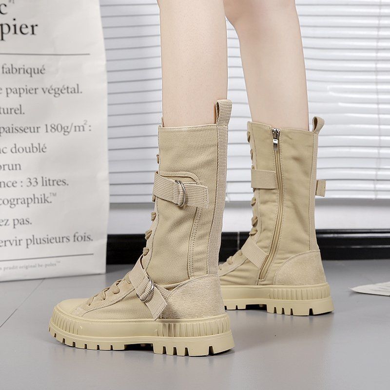 British Style Boots Womens Summer Thin 2022 New Canvas High-Top Shoes Thick Bottom All-Match Thin Motorcycle Boots, Beige
British Style Boots Womens Summer Thin 2022 New Canvas High-Top Shoes Thick Bottom All-Match Thin Motorcycle Boots, Beige