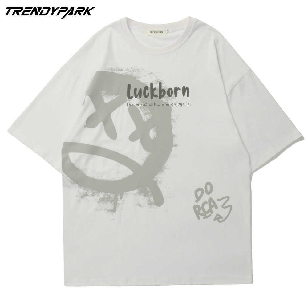 Men's T-shirt Summer Short Sleeve Graffiti Tee Hip Hop Oversized Cotton Casual Harajuku Streetwear Top Tshirts Clothing 210601