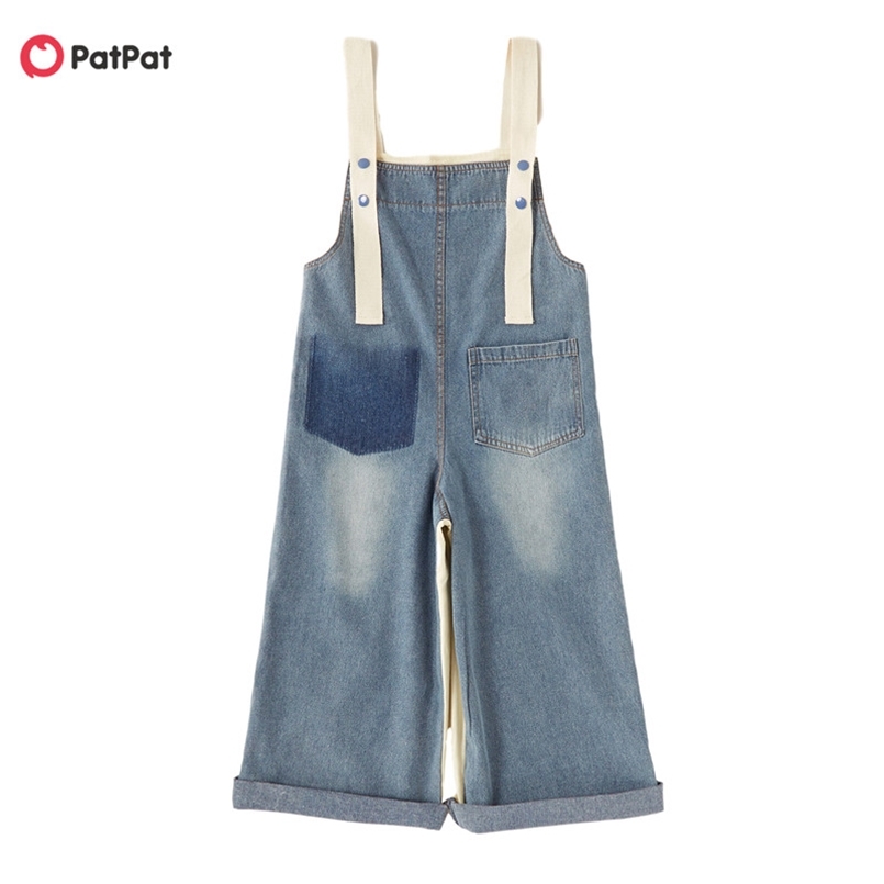 Spring and Summer Autumn Stylish Denim Strap Pants Bottoms Jeans for Girl Kids Clothes 210528