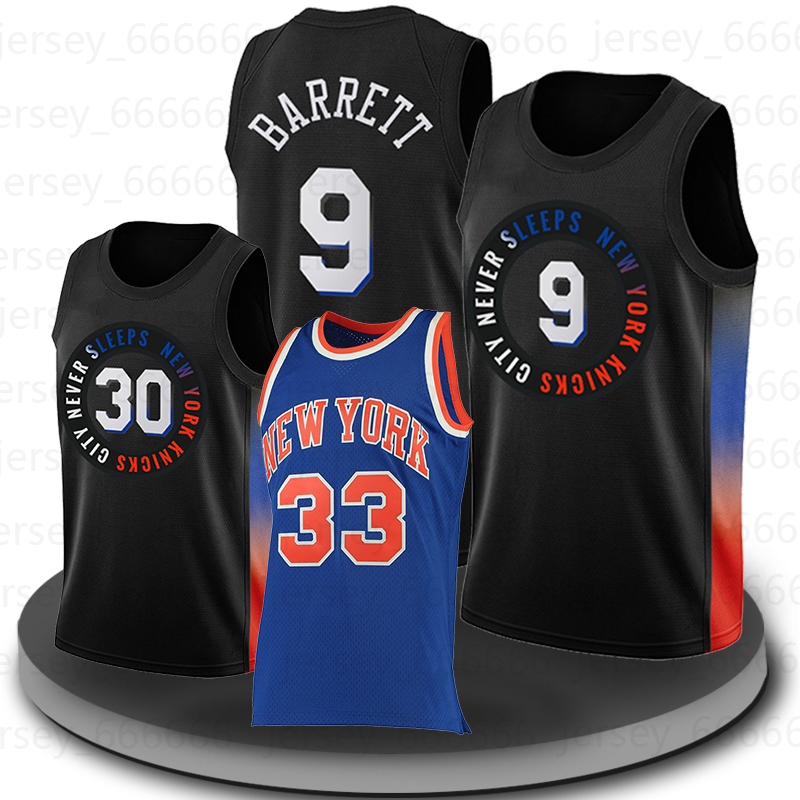 RJ 9 Barrett Jersey New York''Knicks''Basketball Immanuel Julius Quickley Randle Patrick 33 Ewing Kristaps 6 Porzingis Derrick 4 Rose Latrell 8 Sprewell