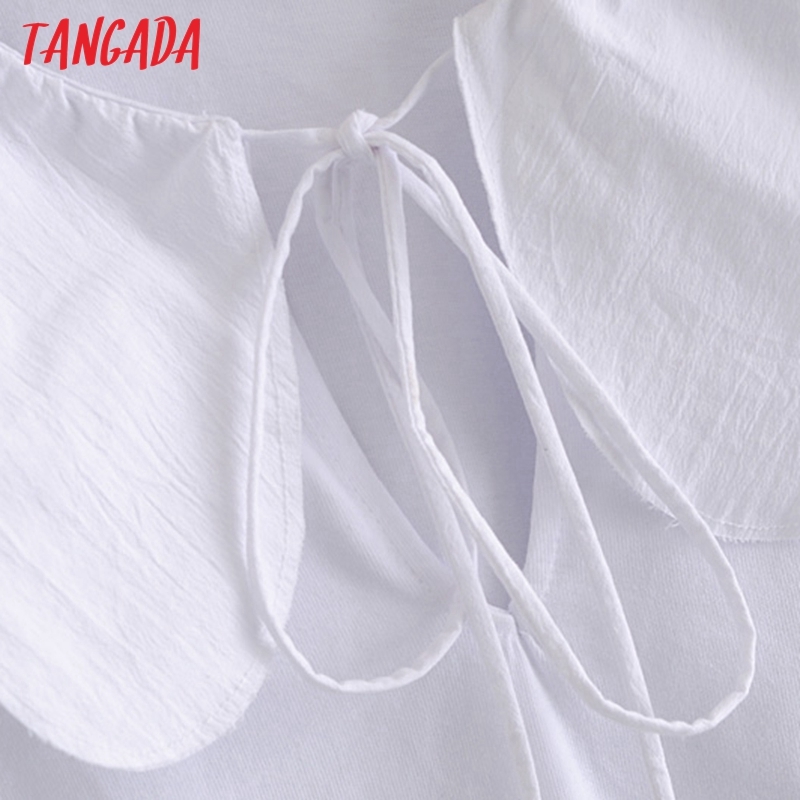 Women Retro White Oversize Collar Long Sleeve Chic Female Short Blouse Shirt Tops 3H86 210416