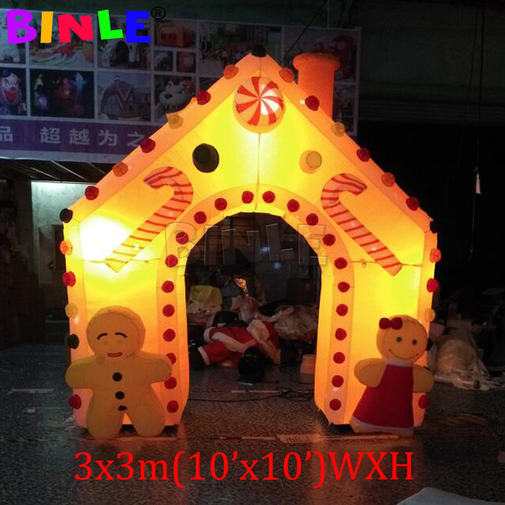 Giant Inflatable Gingerbread House With LED Lights Christmas Airblown Archway Arch Gate For Outdoor Yard Garden Lawn Decoration