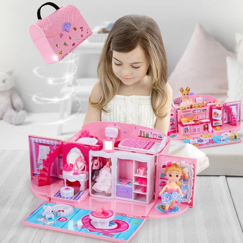 New Girls Diy Doll House handbag Furniture Miniature Accessories Cute Dollhouse Birthday Gift House Toys for Children, Customize
New Girls Diy Doll House handbag Furniture Miniature Accessories Cute Dollhouse Birthday Gift House Toys for Children, Customize