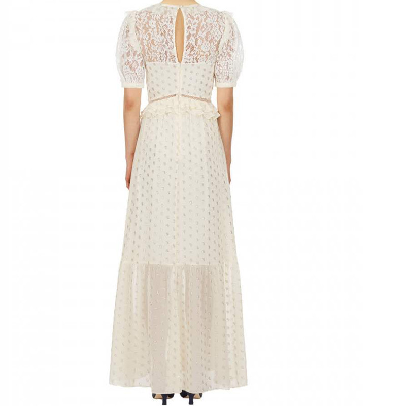 Arrival Ladies Runway Style High Waist Slim Ruffle Long Dress Women's Sexy V-Neck Dot Big Swing Elegant Dresses Vestido 210520