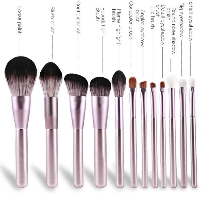 Makeup Brushes 12 Small Grapes Purple Brush Set With Wooden Handle Beauty Tools Beginner 12-hole Pack