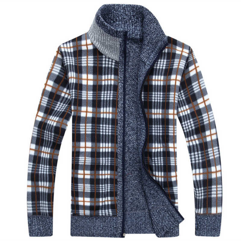 4XL 5XL Mens Fleece Sweate Autumn Winter Warm Cashmere Dress Slim Fat Wool Zipper Casual Sweater Men Knitted Coat AG1383 211008